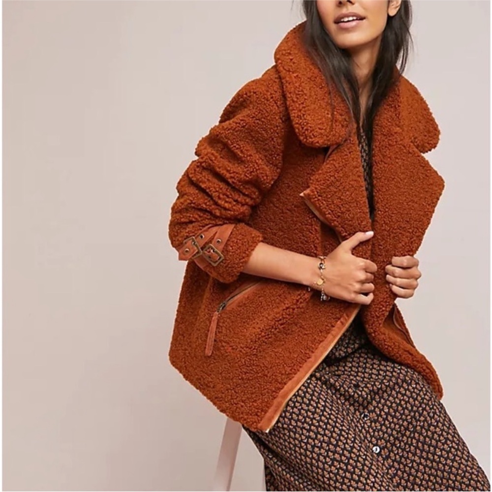 ANTHROPOLOGIE Cottagecore Marrakech Cinnamon Brown Teddy Coat XL